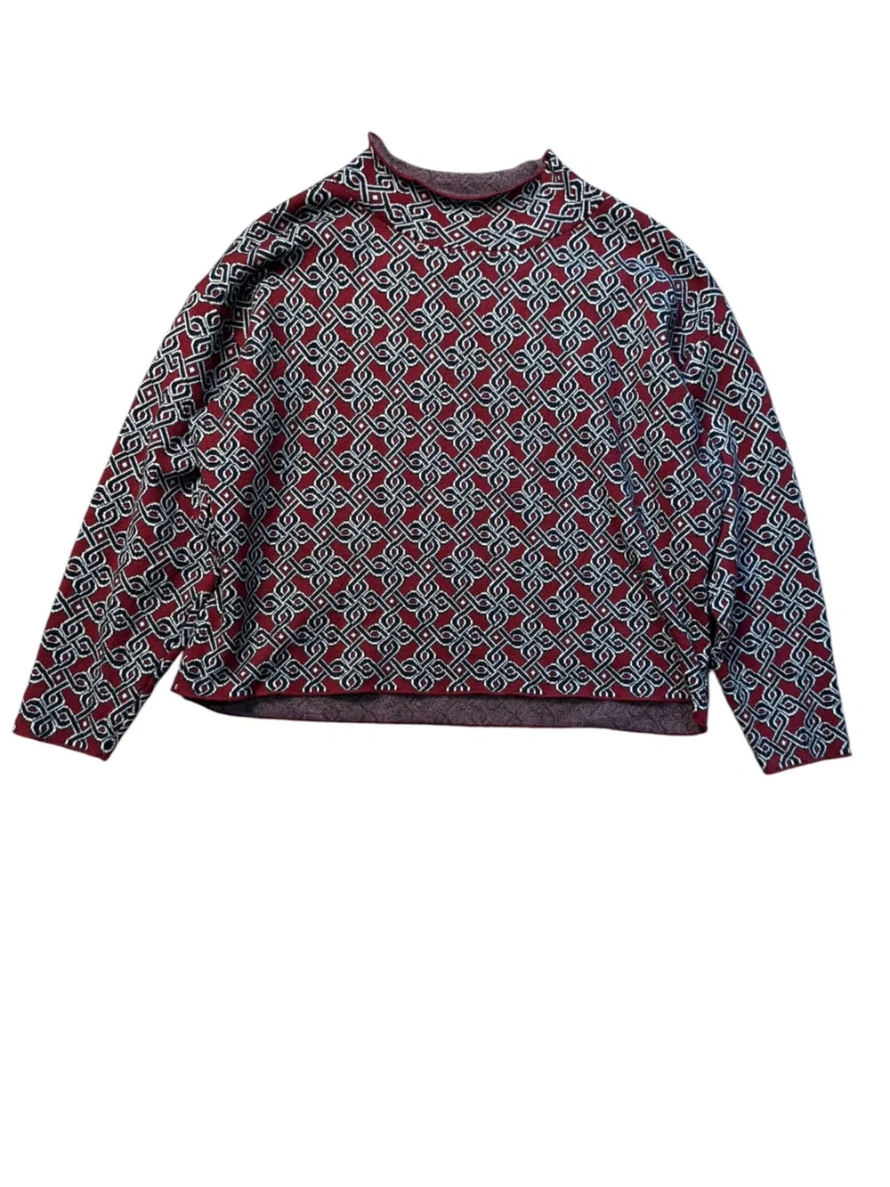Maeve Anthropologie Carys Mock-Neck Geometric Sweater size XL